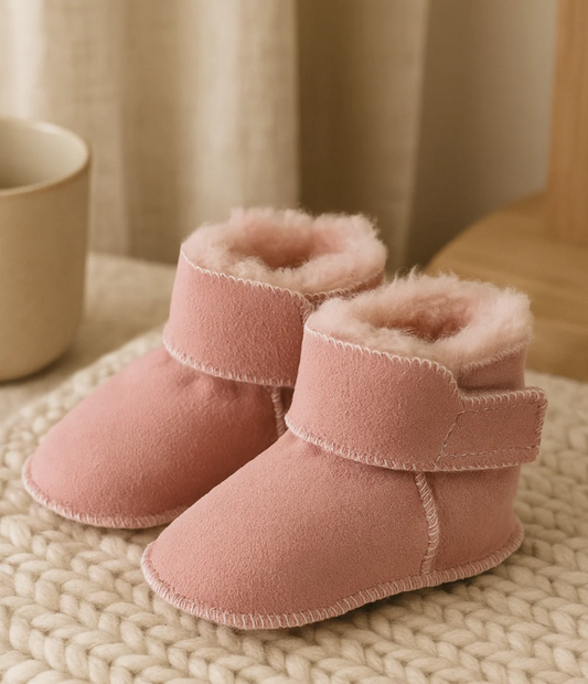 Pantoffel Schapenvacht Leer - Baby - Roze | Noordiq