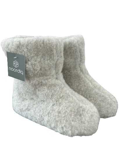 Noordiq merino wollen sloffen zwart met antislipzool voor warme voeten