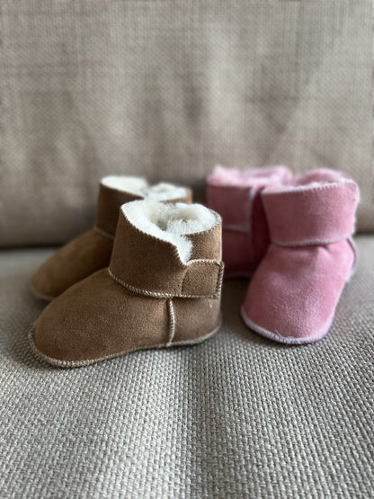 Pantoffel Schapenvacht Leer - Baby - Roze | Noordiq