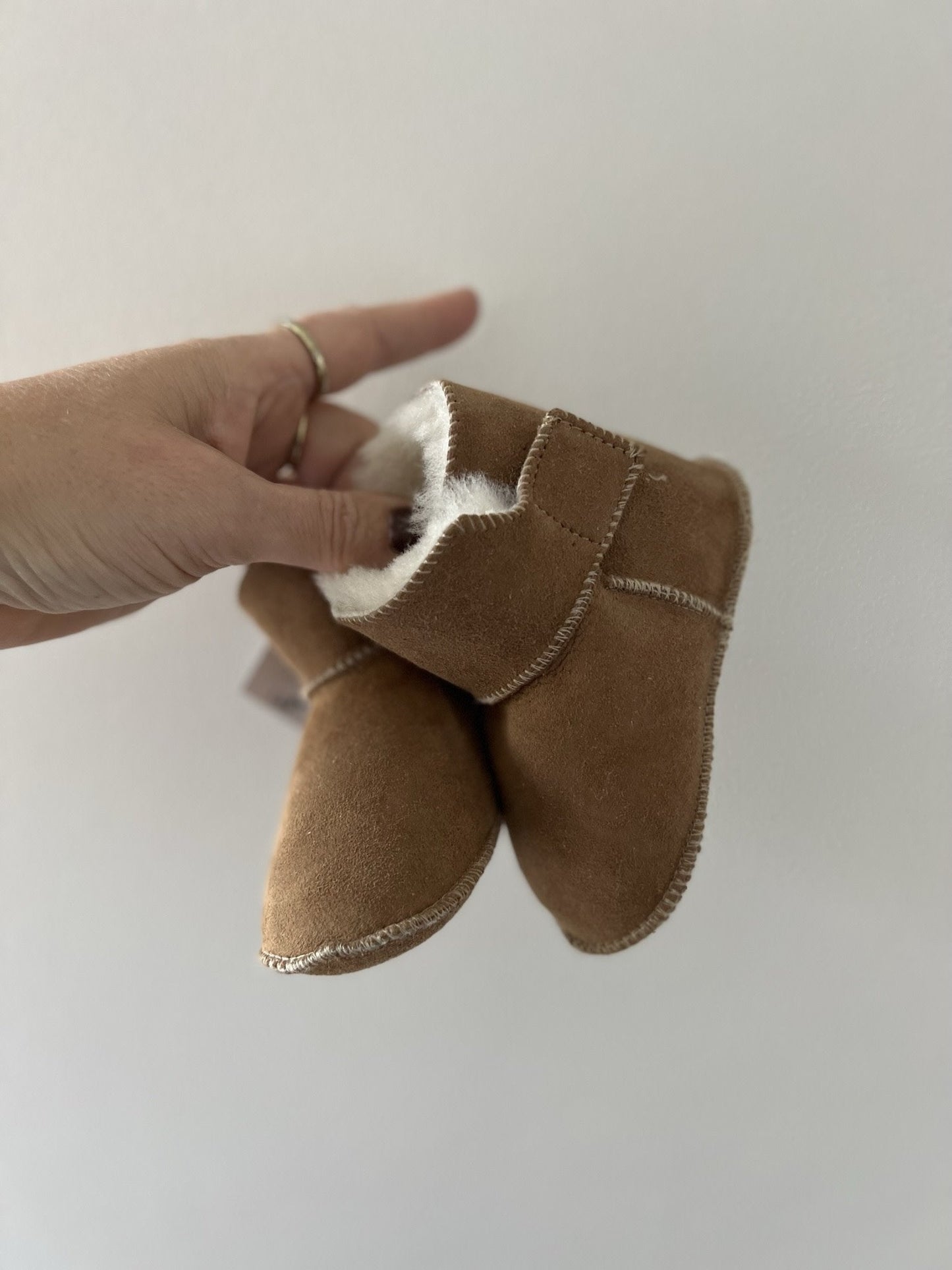 Pantoffel Schapenvacht Leer - Baby - Cognac | Noordiq