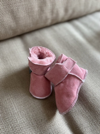 Pantoffel Schapenvacht Leer - Baby - Roze | Noordiq