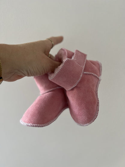 Pantoffel Schapenvacht Leer - Baby - Roze | Noordiq