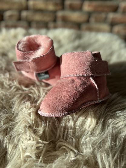 Pantoffel Schapenvacht Leer - Baby - Roze | Noordiq