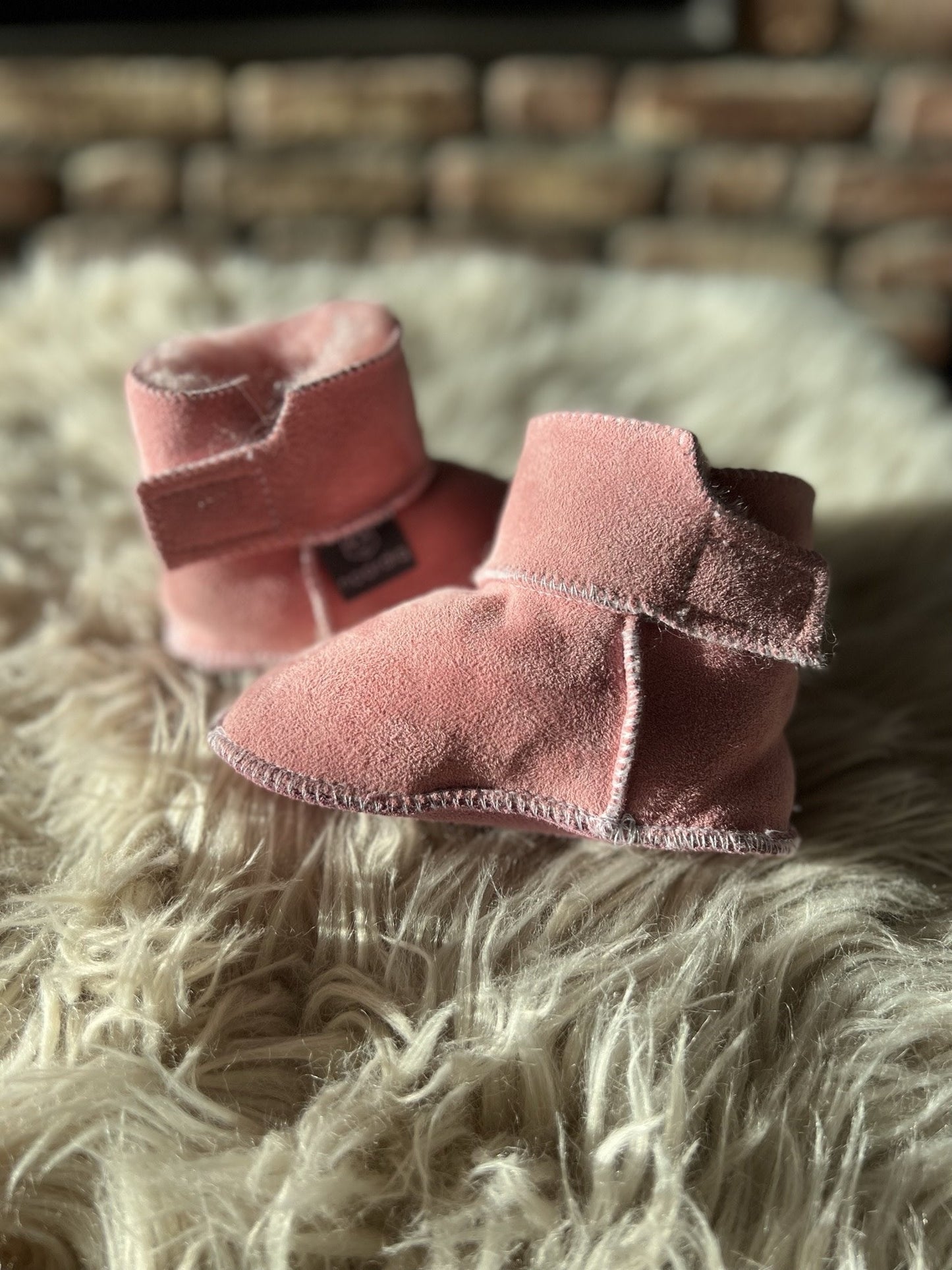 Pantoffel Schapenvacht Leer - Baby - Roze | Noordiq