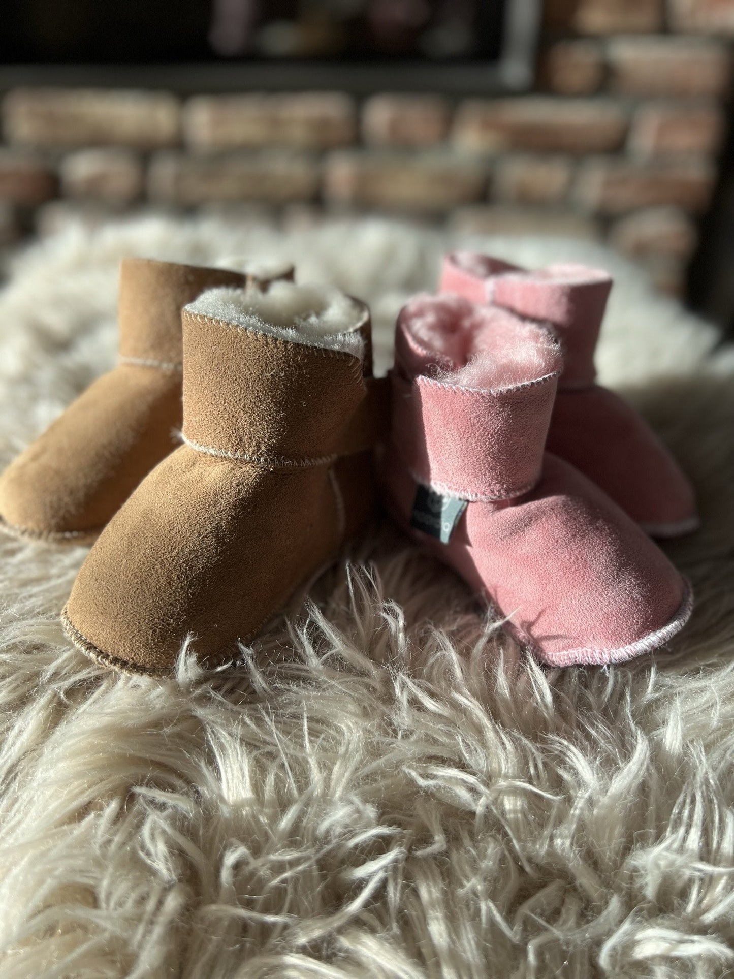 Pantoffel Schapenvacht Leer - Baby - Roze | Noordiq